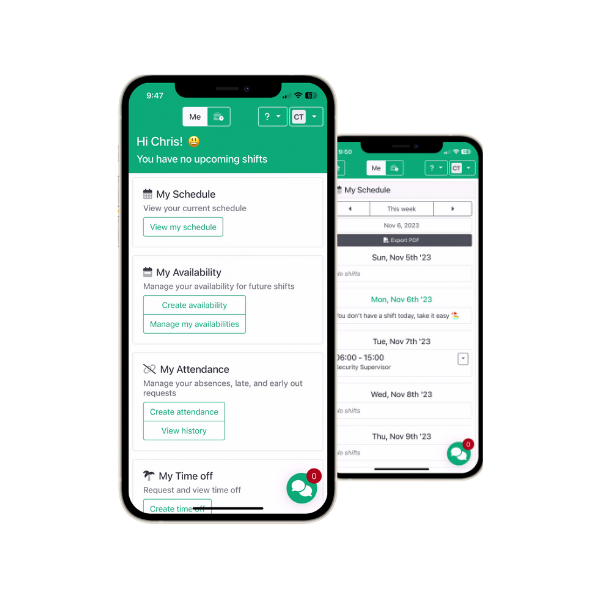 Mobile app screen